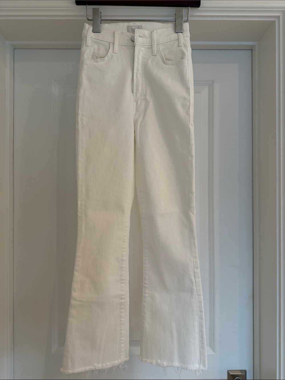 MOTHER THE HUSTLER ANKLE FRAY White Denim Jeans